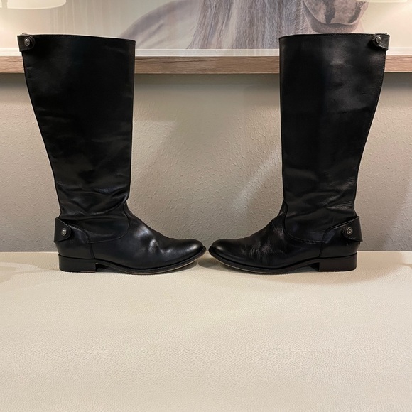 Frye “Melissa” Black Leather Zip Boots - Picture 3 of 10
